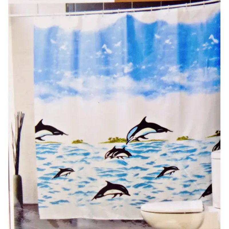 Штора для ванної кімнати MIRANDA black dolphin Штора для ванної кімнати MIRANDA black dolphin