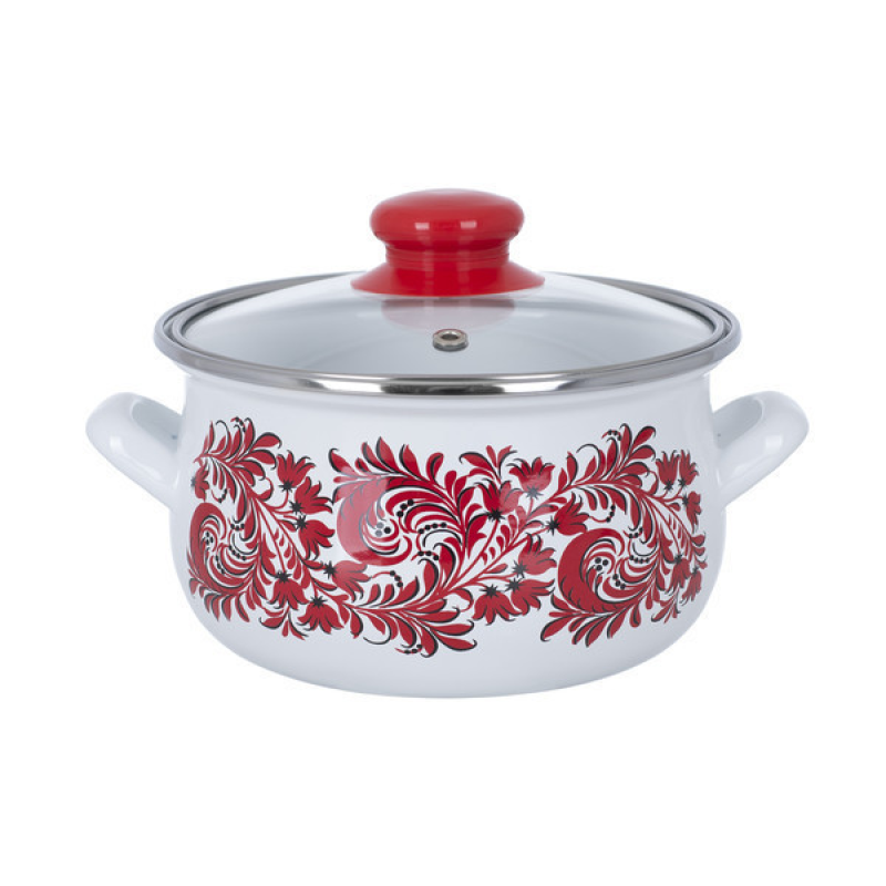Каструля емальована INFINITY Red flowers (4.8 л) 22 см Каструля емальована INFINITY Red flowers (4.8 л) 22 см